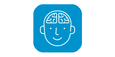 Child brain icon on blue background