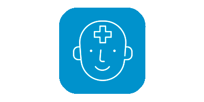 Child mental health icon on blue background