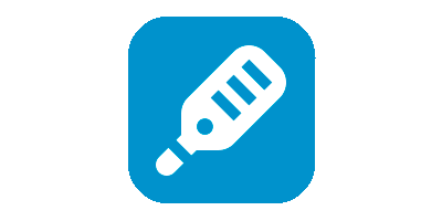 Thermometer icon on light blue background